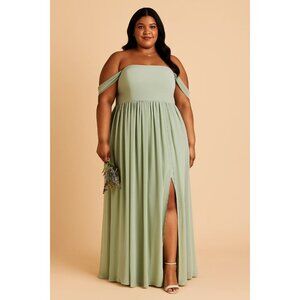 Birdy Grey 1X Curve August Bridesmaid Dress Sage Green Chiffon Gown Wedding Maxi